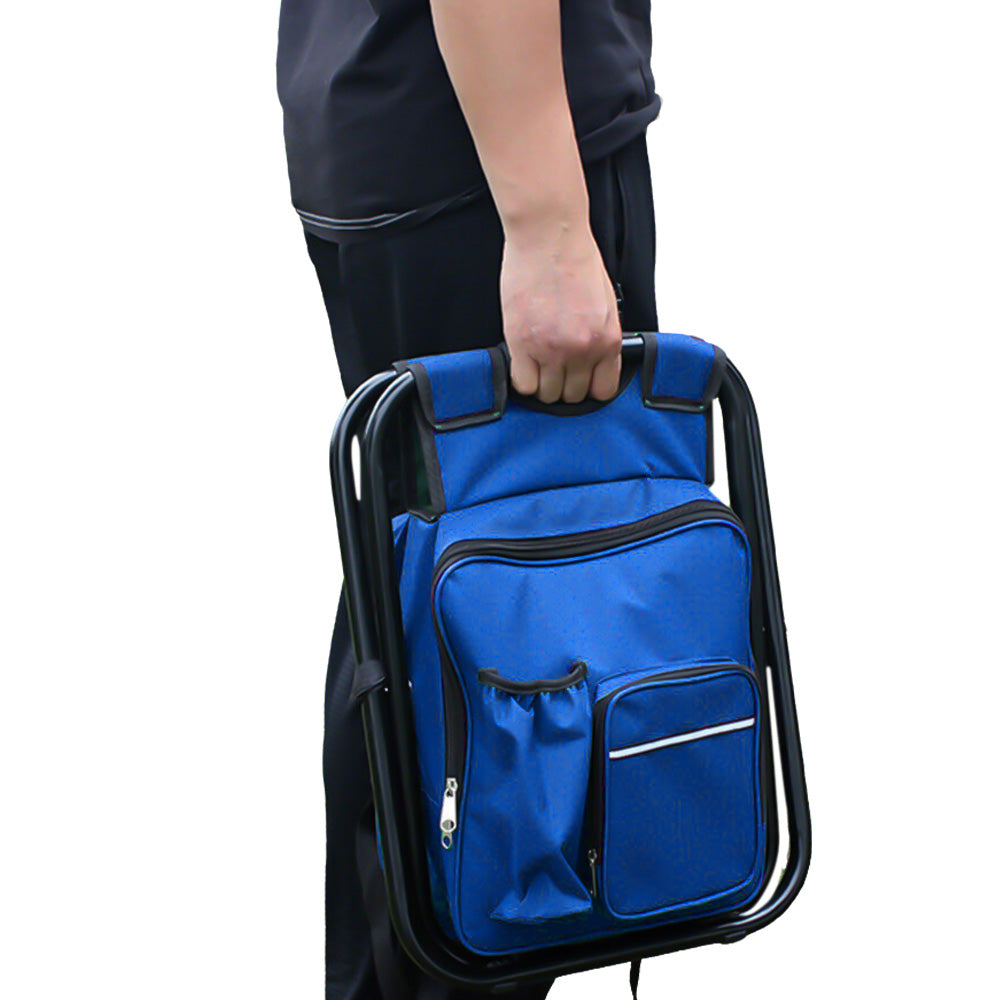 Portable Cooler Folding Stool Fishing Chair Multi-Function Outdoor Seat Blue