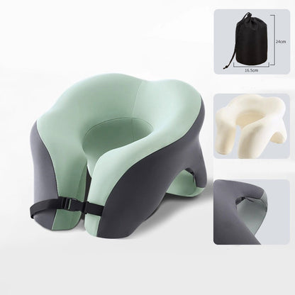Travel Neck Pillow U-Shaped Neck Support Memory Foam Pillows Green