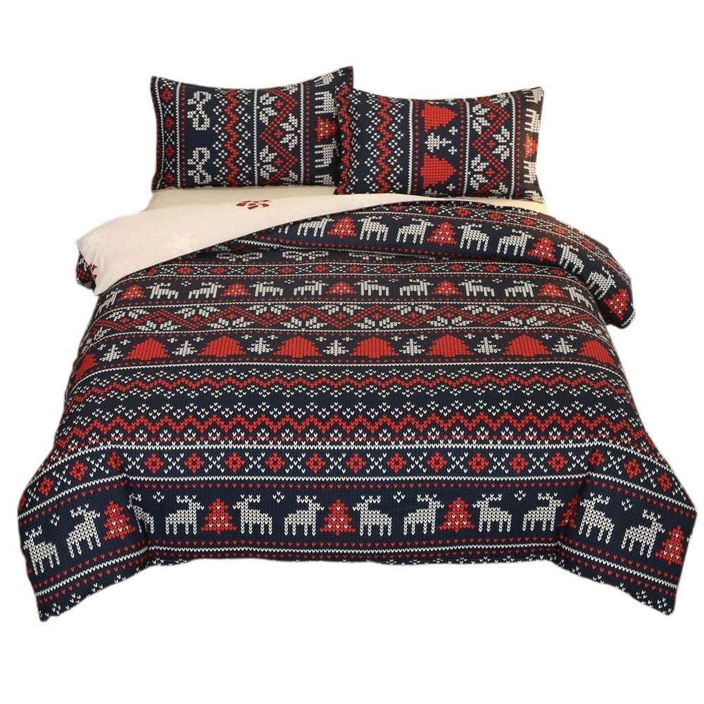 Christmas Pattern Bedding Set Xmas Style Duvet Cover Pillowcase  Home Decor Style 3