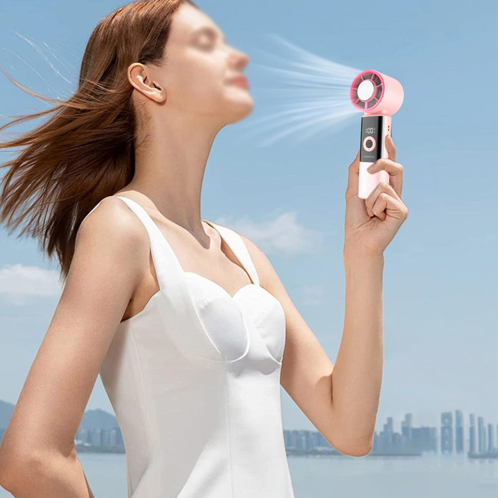 Semiconductor Cooling Handheld Fan 199 Speeds Portable Fan - Pink