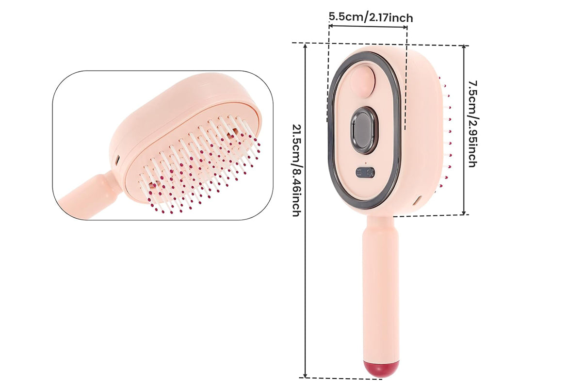 Mist Spray Cushion Comb Electric Steam Hair Brush - Pink