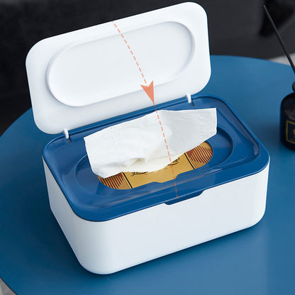 Wipes Dispenser Wipes Tissue Storage Case With Lid Refillable Wipe Holder-Blue