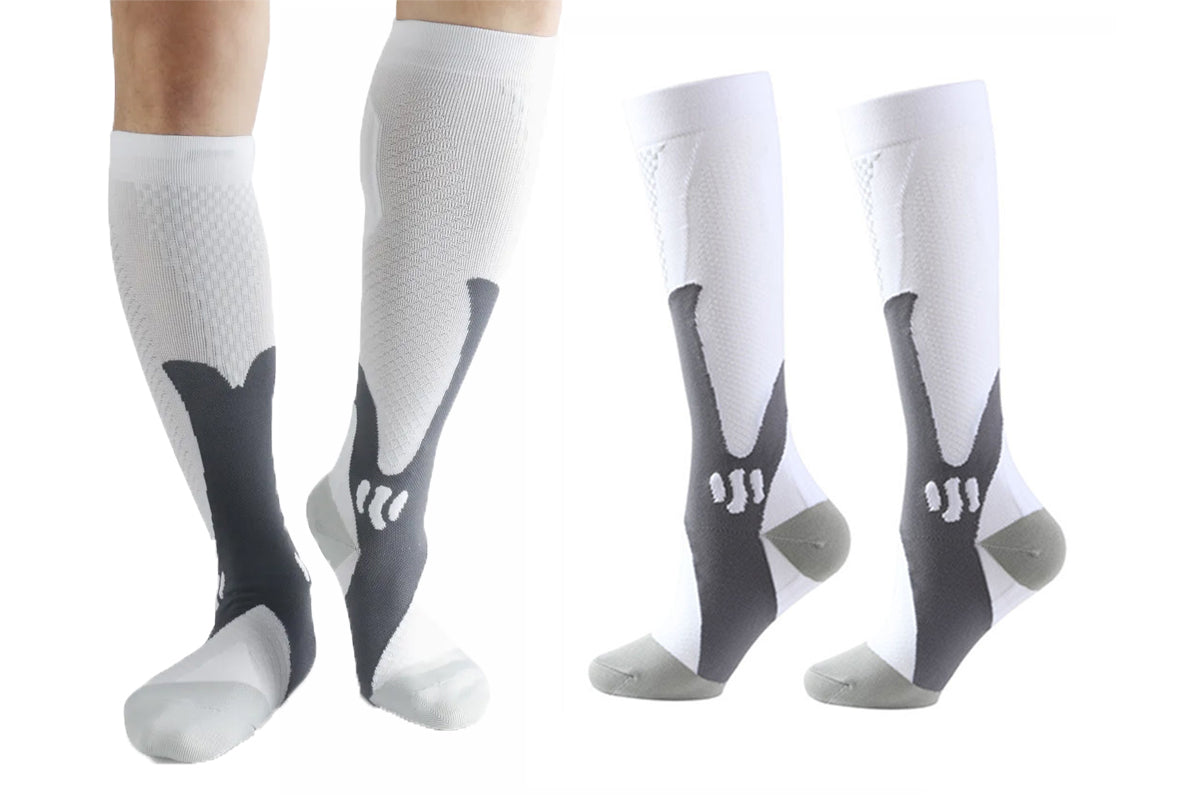Compression Socks for Women and Men Best Support for Athletic Running Hiking-White