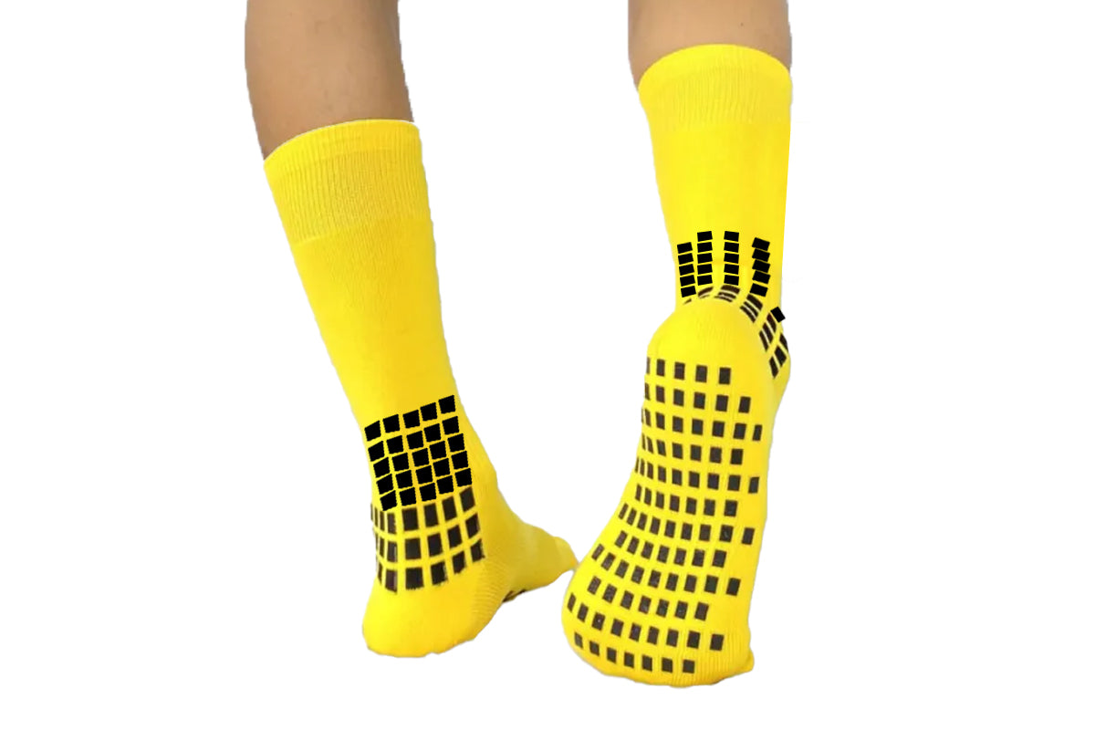 Anti Slip Non Slip Grip Yoga Socks Men Grip Skid Sport Socks-Yellow