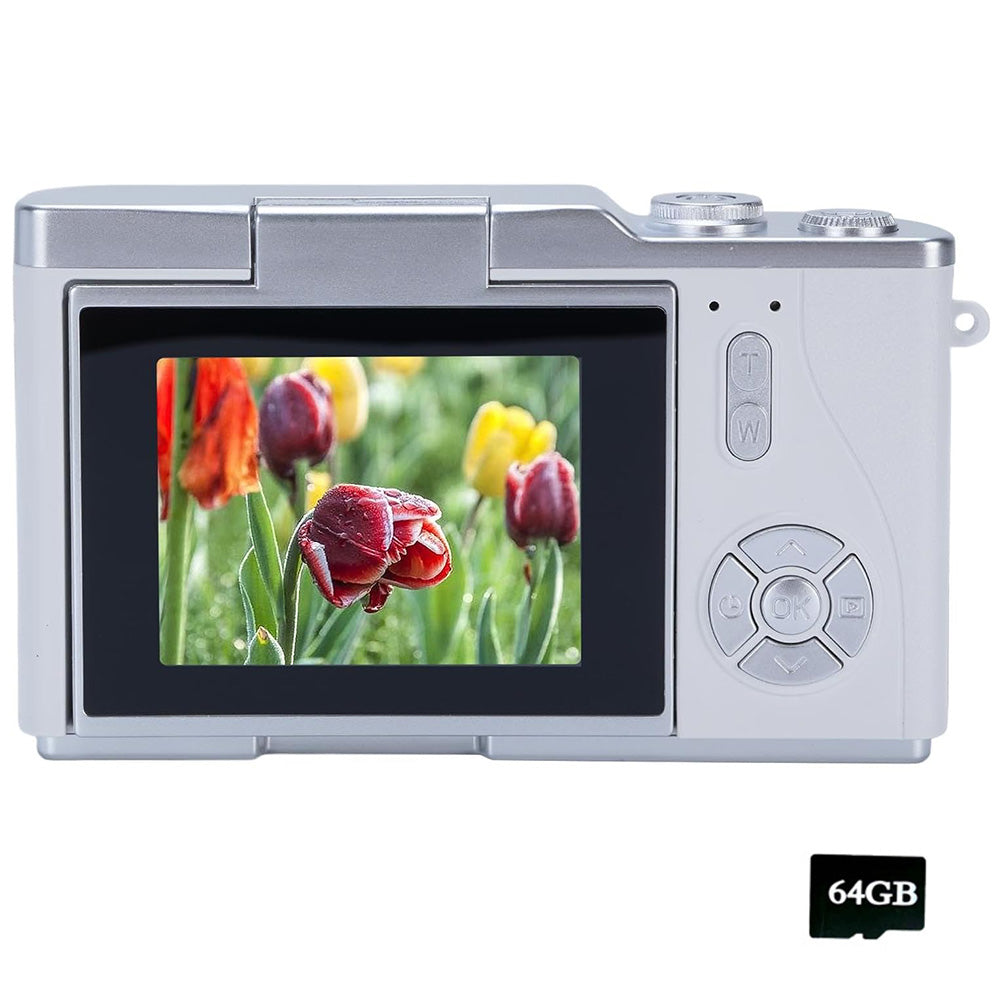 HD 1080P Retro Digital Camera with 2.4-inch Flip Screen for Photos & Video White