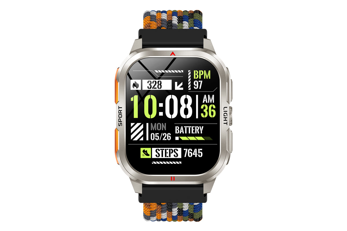 2.01inch Smartwatches with 100 Sports Modes Bluetooth Call Music Control for iPhone -Silver nylon strap