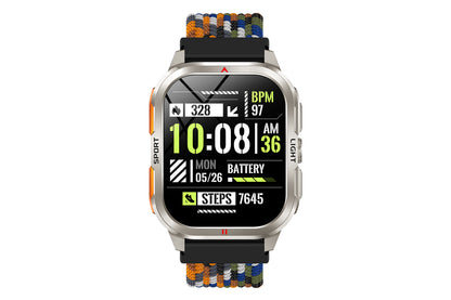 2.01inch Smartwatches with 100 Sports Modes Bluetooth Call Music Control for iPhone -Silver nylon strap