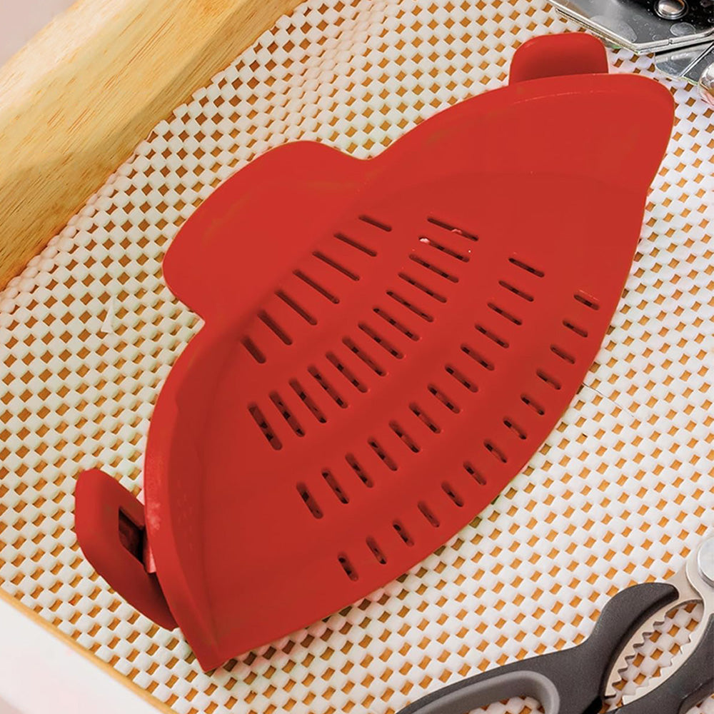 Clip-On Silicone Kitchen Strainer ââ‚?For Pasta  Noodles  Vegetables  Fruit Red
