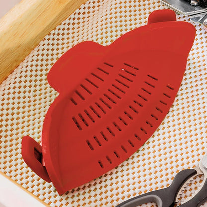 Clip-On Silicone Kitchen Strainer ââ‚?For Pasta  Noodles  Vegetables  Fruit Red