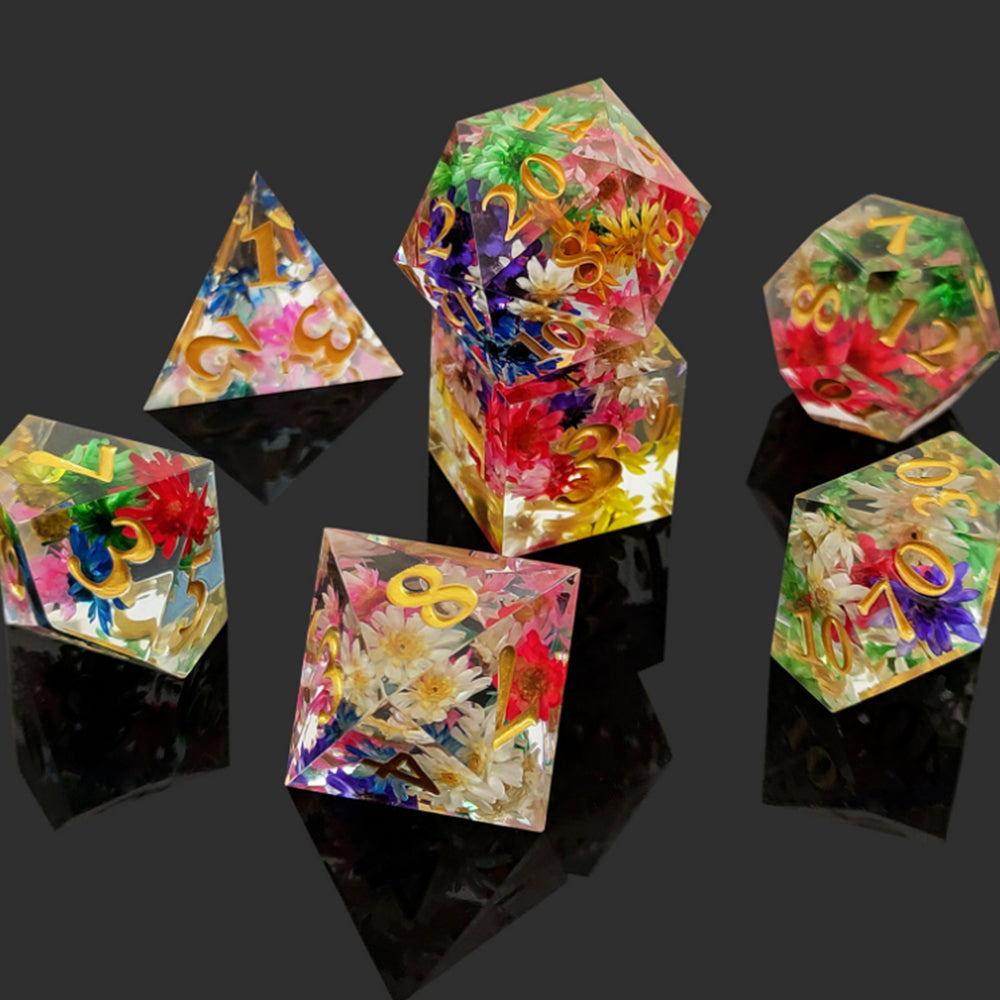 7Pcs Set DND Dice Resin Dice Table Games Accessories Style 4