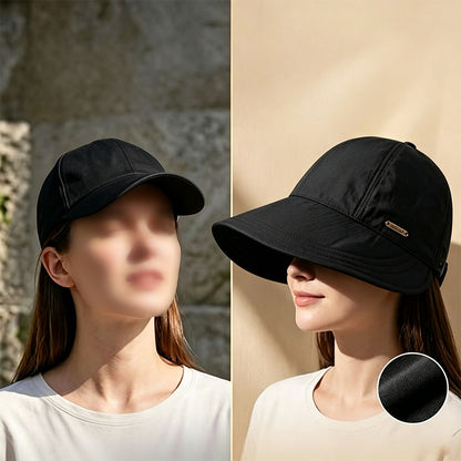 Wide Brim Quick Dry Sun Hat with Ponytail Opening and Hook - Black