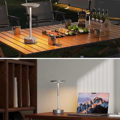 Retro Rechargeable Table Lamp with 3 Color Temperatures- Silver