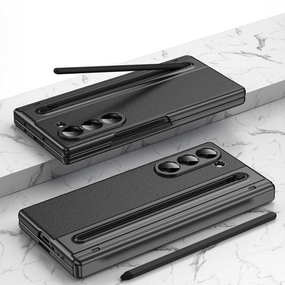 Phone Case for Samsung Z Fold 7 with Pen Holder Full Coverage Hinge Protection-Black