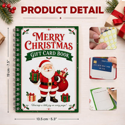 Christmas Gift Card Book Coil Bound Card Holder Book - Santa