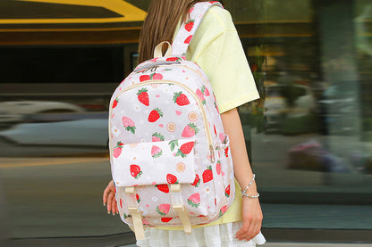 3Pcs Set Kids Backpack With Lunch Bag Pencil Bag Nylon Lightweight School Backpack-Beige