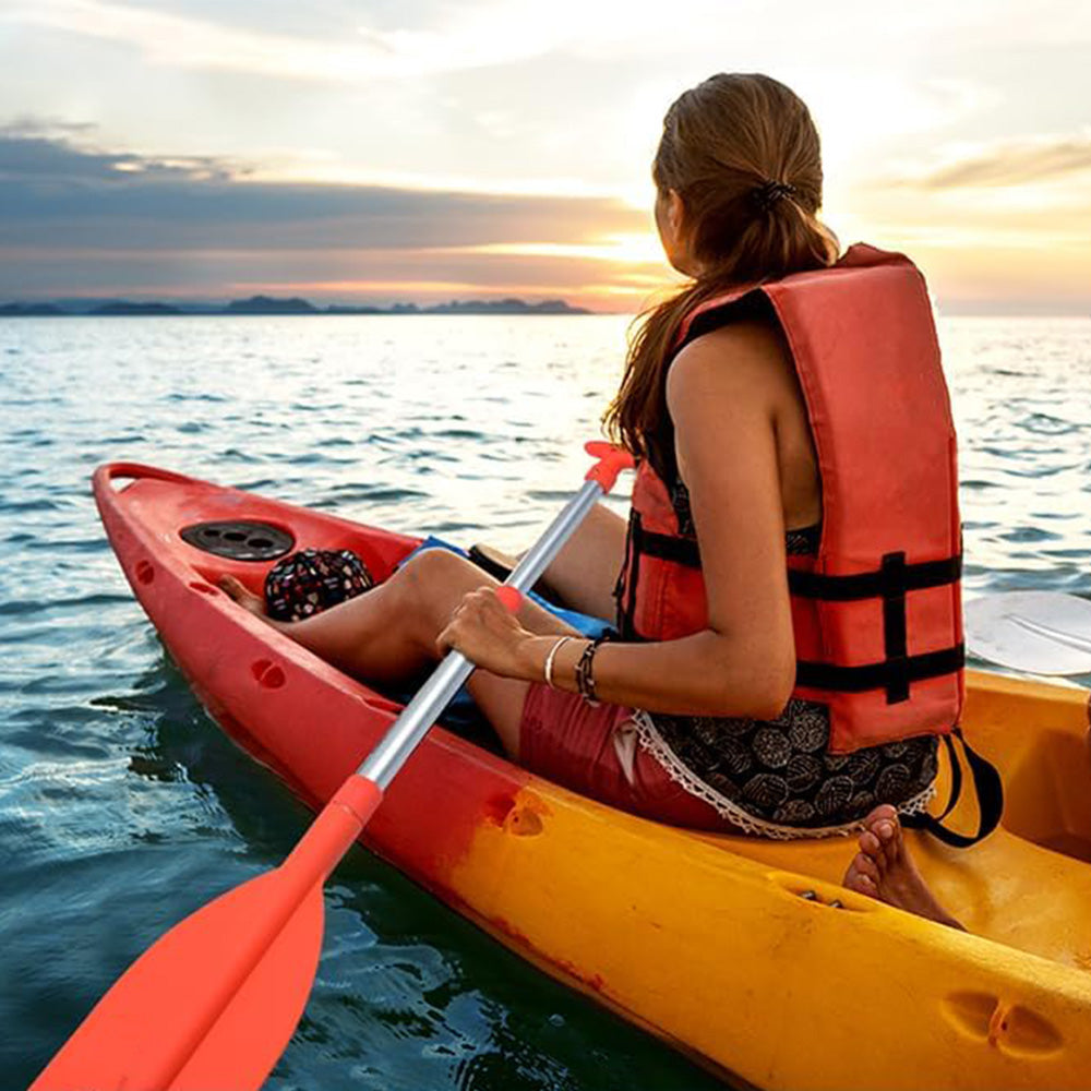 Telescoping Boat Paddle Portable Aluminium Shaft for Kayaing Boating Canoeing River Tubing Red