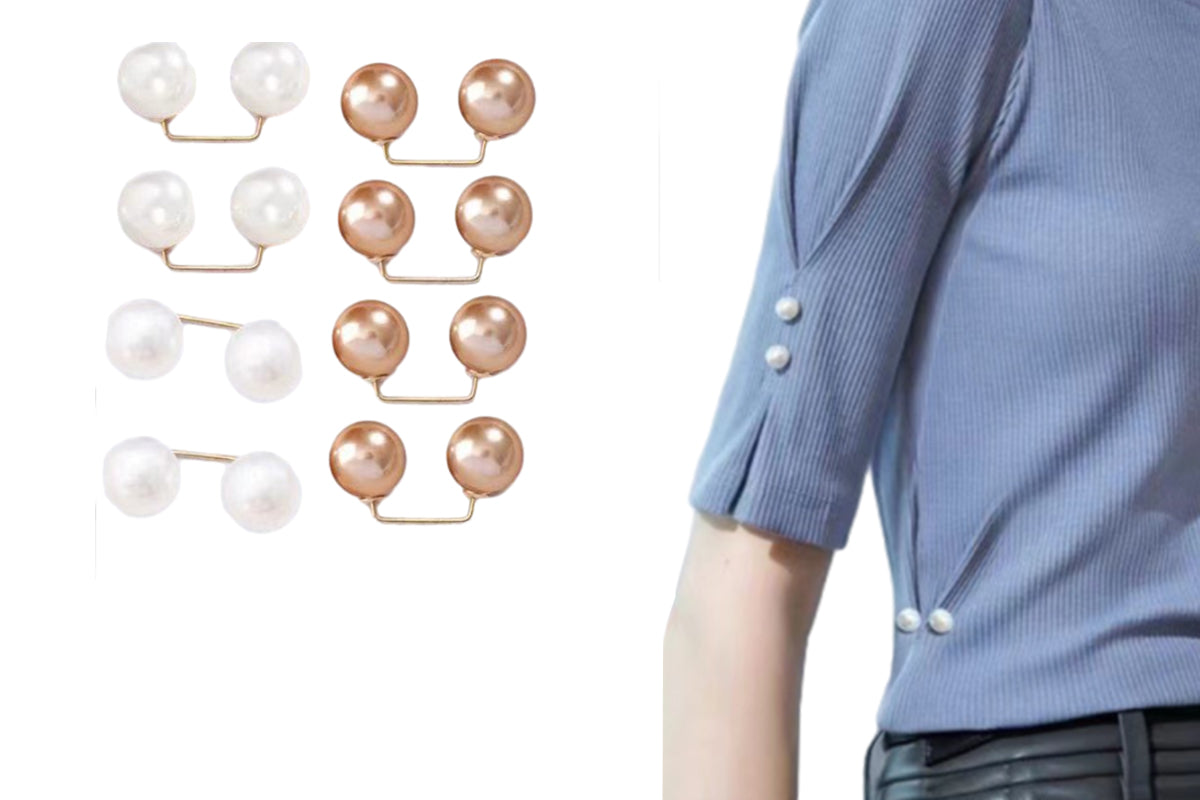 8Pcs Brooches Anti-Reveal Neckline Double Headed Artificial Pearl Curved Pin-ST3