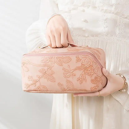 Travel Makeup Bags Wide Open Cosmetic Organizer Bag Toiletry Bag Pink