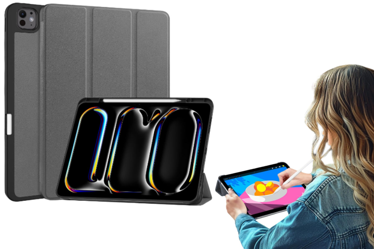 Shockproof Slim Protective Cover For iPad Pro 13 Inch With Pencil Holder-Gray