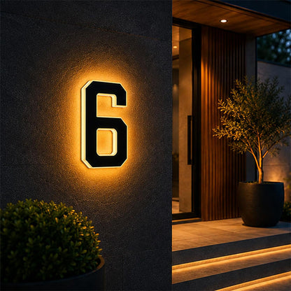 Solar Illuminated Address Sign with Light -Number 6