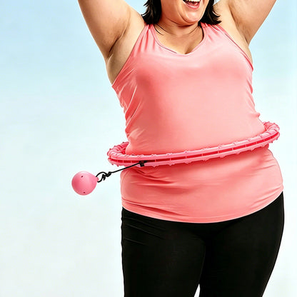 32 Section Detachable Weighted Hula Hoop Adjustable 26 to 58 Inches-Pink