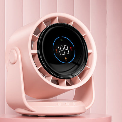 Quiet Table Fans Wall-Mounted Digital Display Rechargeable Fan for Home Office Kitchen Travel Camping Pink