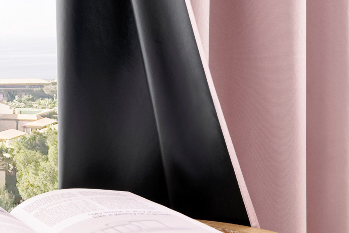 2 Pieces 100 Percent Blackout Curtain Panel - Pink