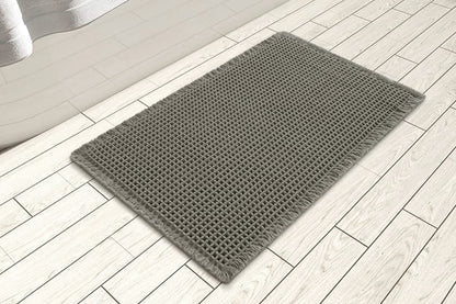 Waffle Bath Mat Super Absorbent Non Slip Bathroom Rug Rubber Backed Bath Rug -Green