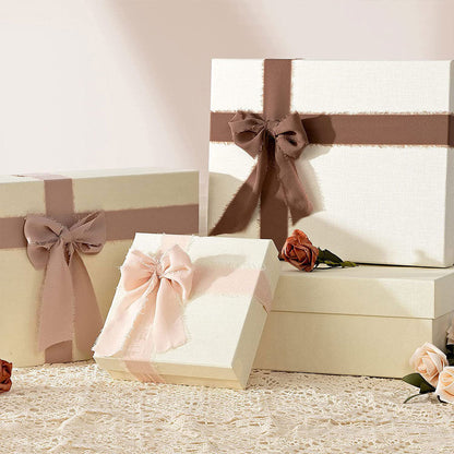 3 Rolls Fringe Chiffon Silk Ribbon Set Frayed Edges Ribbon Wedding Gifts Wrapping Decoration Style 1