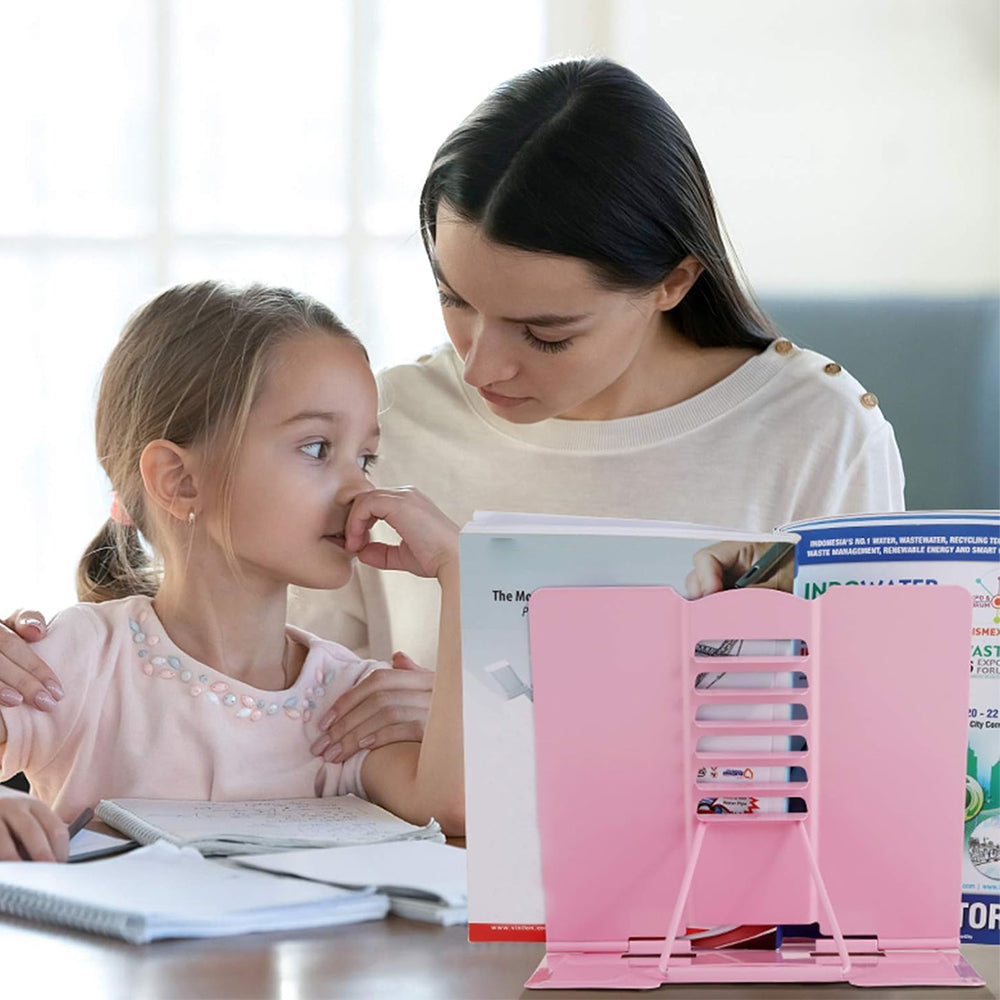 For Reading Book Stand Adjustable Metal Book Holder Pink