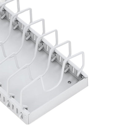 Vertical Pull Out Organizer for Pots and Pans Sliding Storage Rack with Dividers for Kitchen White