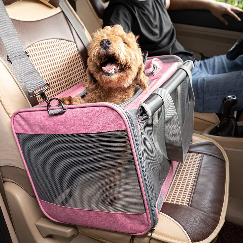 Pet Carrier for Large Cats Washable Dog Carrier Privacy Protection for Travel-pink