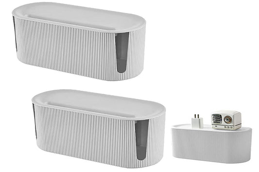 2Pcs Cable Storage Box Wire Management Case Power Plug Socket Organizer Box-White