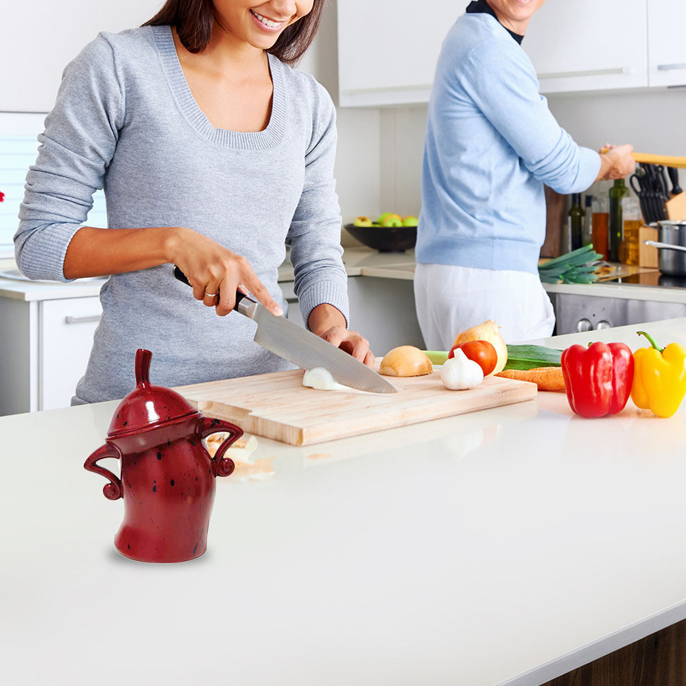 Canister with Attitude Funny Cup Storage Jar Stylish Teapot Creative Kitchen Storage Canisters with Lid Red