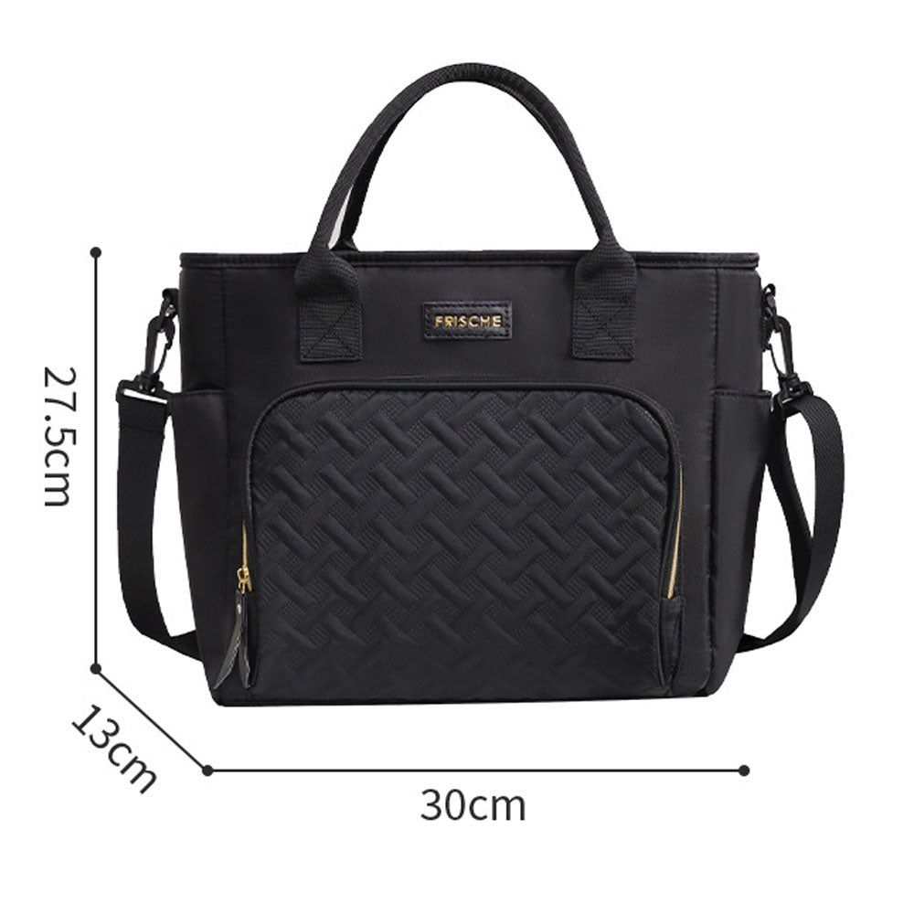 Large Capacity Insulated Lunch Tote Bag - Black