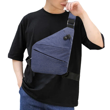 Men Anti-Theft Chest Pack Right Shoulder Sling Bag Travel Sports Crossbody Bag Blue