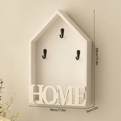 Vintage Key Holder Wall Mount with 3 Hooks Key Rack - White