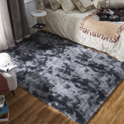Plush Area Rug Soft Fluffy Carpet for Bedroom Living Room Dorm Room-Black