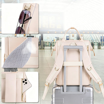 2-in-1 Lunch Backpack For Women Laptop Backpacks Travel Backpacks-Beige
