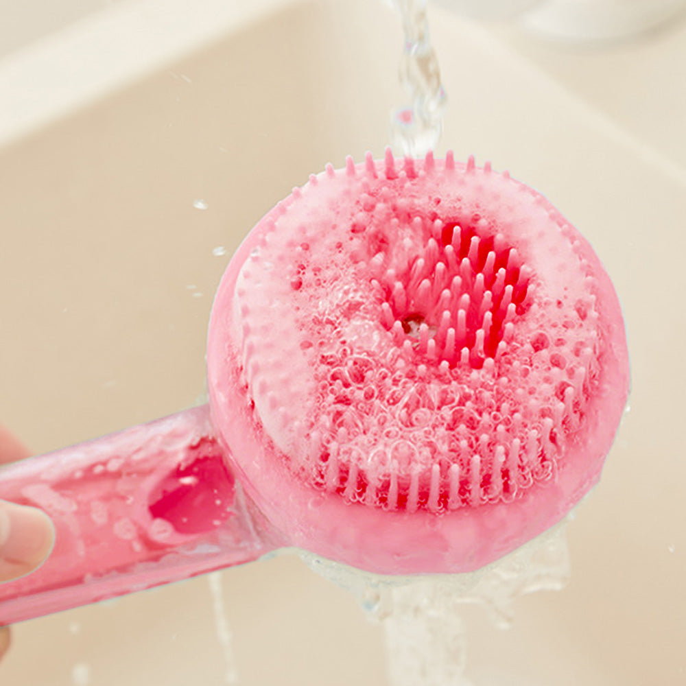 2-in-1 Pet Bath Brush with Built-in Shampoo Dispenser Dog Shampoo Bubble Maker Dog Cat Bathing Grooming Tool Rose Red