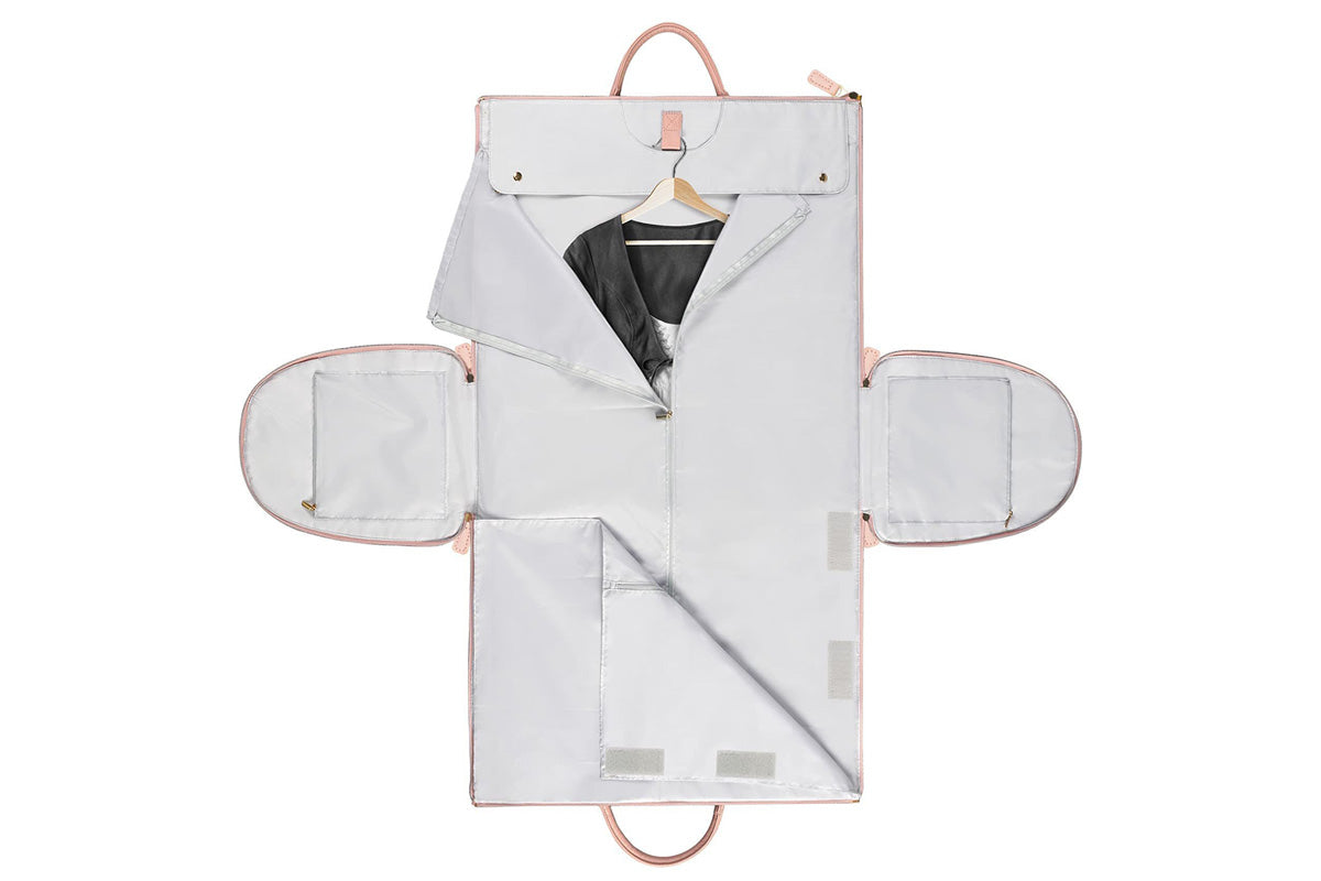 Water-Resistant Garment Duffle Bag Duffle Bag PU Leather Travel Bag -Pink