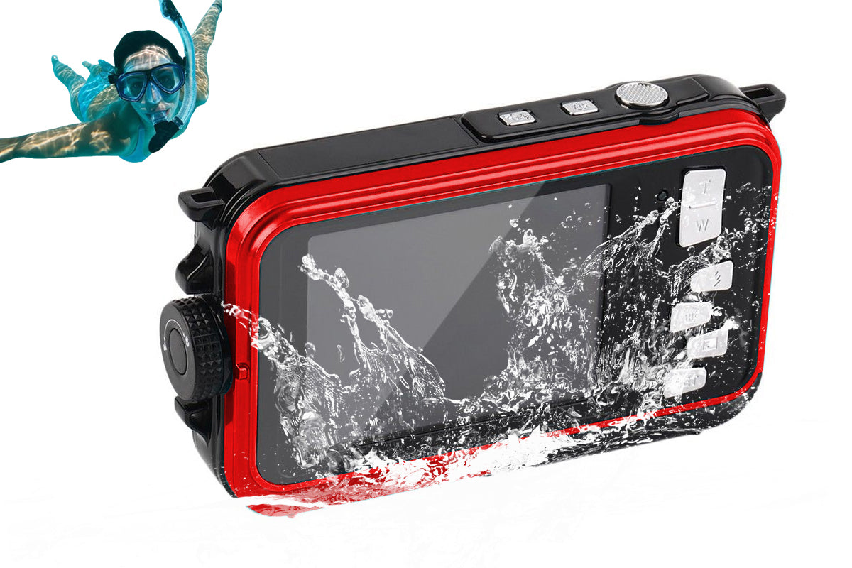 24MP Waterproof Portable Digital Underwater Camera Red