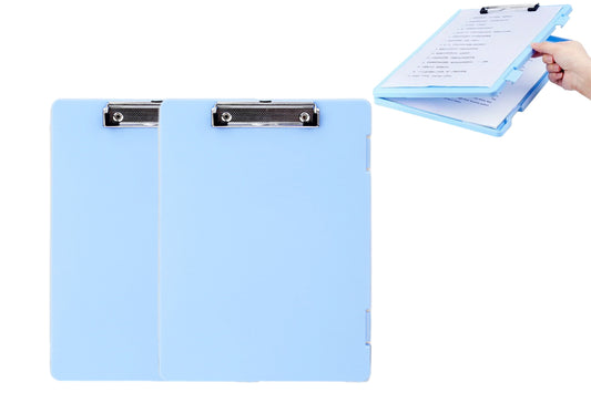 2Pcs 2 In 1 Office Writing Clipboard A4 With Storage Case Paper Clip Board Pad Folder-Blue
