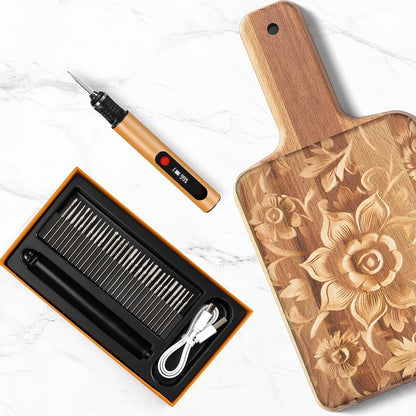 Electric Engraving Pen with 30 Bits 3-Speed Adjust Engraving Pen for Metal Wood Glass-Gold