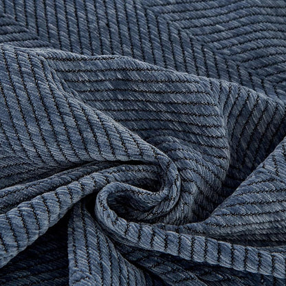 Herringbone Tassel Sofa Throw Cover Large Blanket for Couch Furniture Protector-Blue