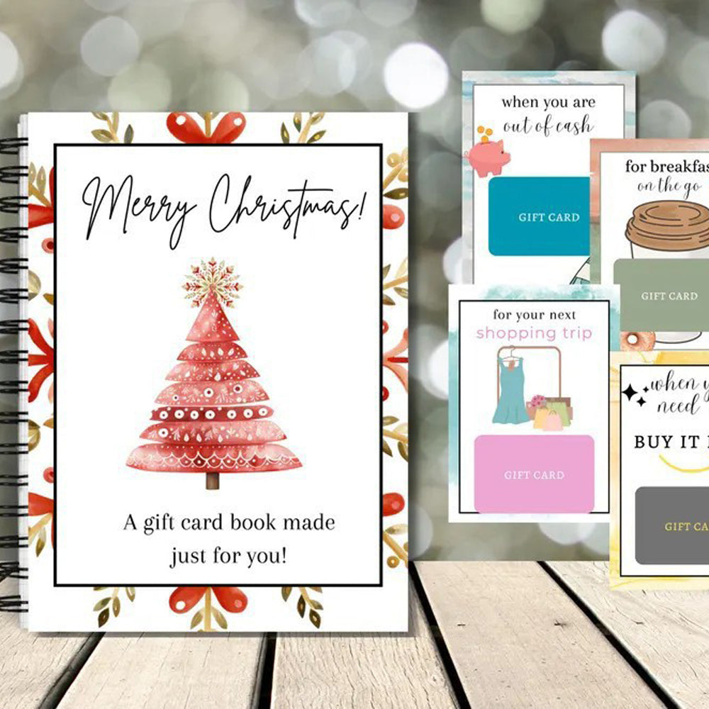 3 Pieces Christmas Gift Card Book Coil Bound Card Holder - Christmas Tree