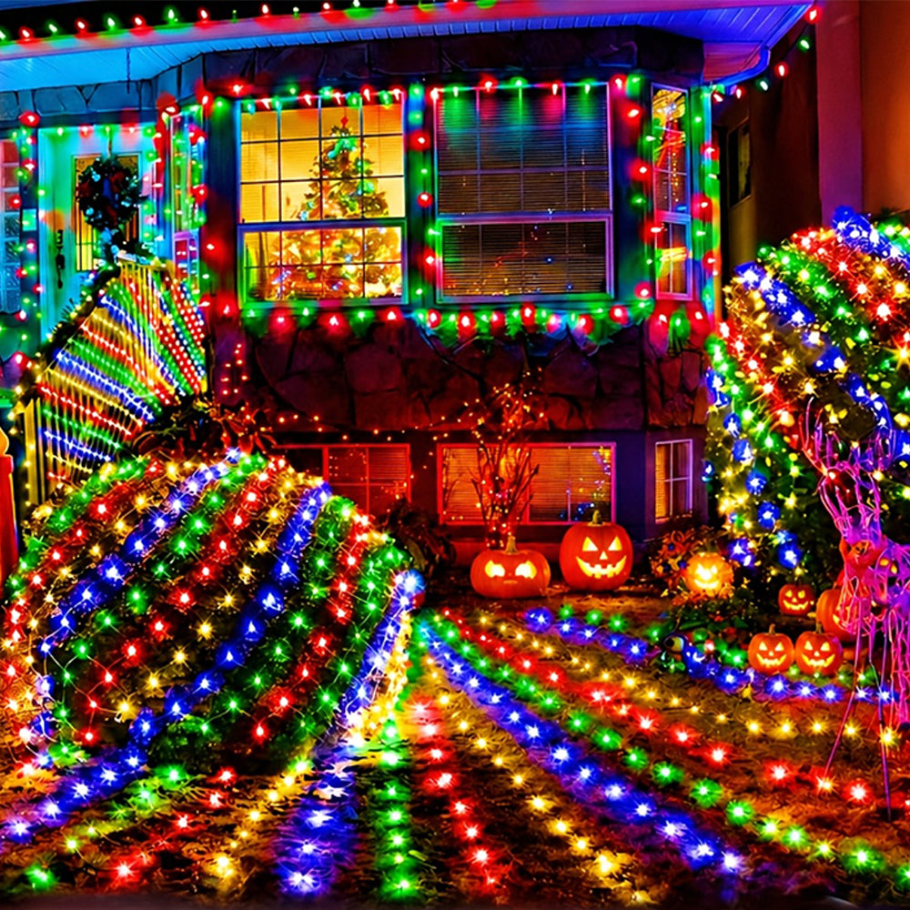 Solar Outdoor Mesh Lights Bush Lights 8 Modes Christmas Net Light - Colorful