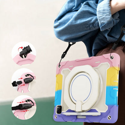 Shockproof Rugged Protective Case with Pencil Holder for iPad Air 6 Pro 11-Pink