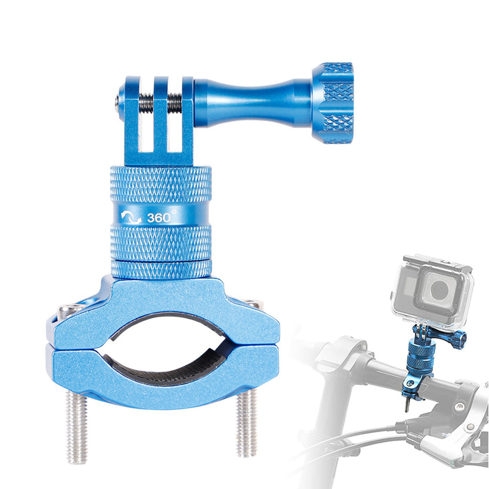 Aluminum 360-degree Bike Handlebar Mount for GoPro Hero 13 12 11 Cameras Blue