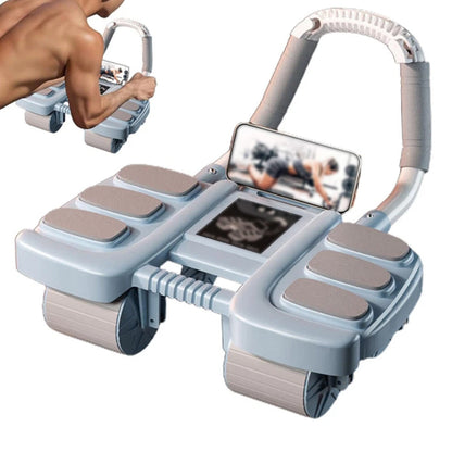 4-Wheel Automatic Rebound Ab Roller with Elbow Support Ab Exercise Machine Blue
